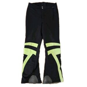 VTG Obermeyer Wool Blend Ski Snow Pants Size 32 Retro Two-tone Black Neon Yellow